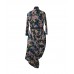 TURQUISE LYCRA PRINTED  DRAPED DRESS.