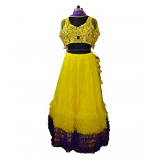 Lemon- purple tiery affair lehenga