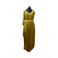 GOLDEN GREEN DRAPED DRESS