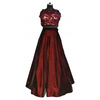 MAROON MICRO VELVET LEHENGA