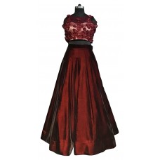 MAROON MICRO VELVET LEHENGA