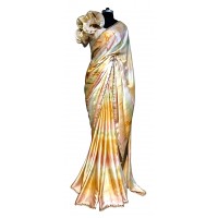 Peach powershoulder sari