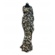 Black printed sari