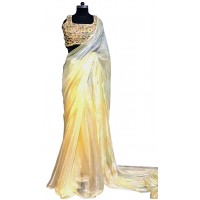 Yellow glass tissue sari