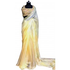 Yellow glass tissue sari