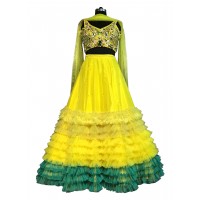 Yellow- green tiery affair Lehenga