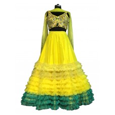 Yellow- green tiery affair Lehenga