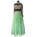 Mint lehenga with heavy pearl work blouse, and a net dupatta with scalloped embroidery