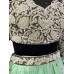 Mint lehenga with heavy pearl work blouse, and a net dupatta with scalloped embroidery