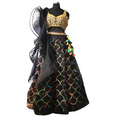 Black thread multicolor Lehenga