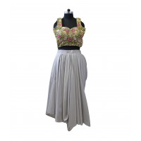 Grey crepe - drape skirt.