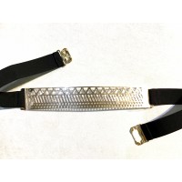 Black Lastic Golden laser Cut belt