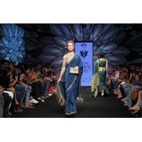 Blue Hand Embroidered Designer Saree Online