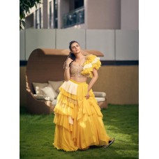 Beautiful Prachi Tehlan In Yellow tiery Lehenga