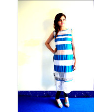 Stylysed turquoise blue gradation striped kurti